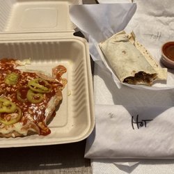 Colosso Taco & Subs - Cheese crisp and 2 large meat and cheese tacos hot with a side of taco sauce !
