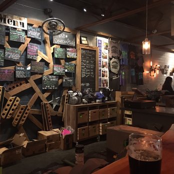 Dark Sky Brewing - View from the bar. Black IPA in foreground - Breweries Near Me - Flagstaff, Arizona