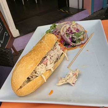 The French Touch - Hubby's chicken salad sandwich with the other half devoured before I could take a picture - French Near Me - Phillipsburg, New Jersey The French Touch - Hubby's chicken salad sandwich with the other half devoured before I could take a picture - French Near Me - Phillipsburg, New Jersey
