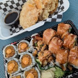 Qoo Sushi - Yam Tempura (top), Golden Set (bottom)