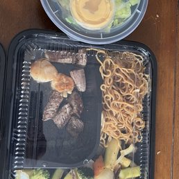 This is what you receive for a $33.6 lunch box before tax and other fees. This is not leftovers. The taste was very greasy.