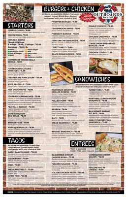 Menu photo 1 Outboards Bar & Grill Tomahawk, WI Menu photo 1 Outboards Bar & Grill Tomahawk, WI