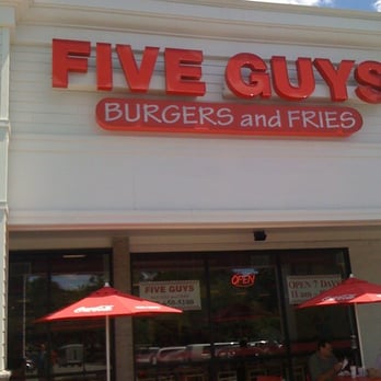 Five Guys - the front of a five guys burgers and fries restaurant - Burgers Near Me - Natick, Massachusetts