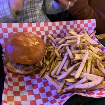 PY's Bar and Grill - Mushroom and Swiss burger basket - extra $$ for the fries. - Bars Near Me - Osceola, Wisconsin PY's Bar and Grill - Mushroom and Swiss burger basket - extra $$ for the fries. - Bars Near Me - Osceola, Wisconsin