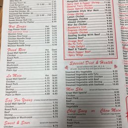 the menu for the restaurant