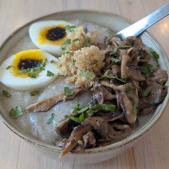 Gati - Congee w mushrooms and egg - Ice Cream & Frozen Yogurt Near Me - Austin, Texas Gati - Congee w mushrooms and egg - Ice Cream & Frozen Yogurt Near Me - Austin, Texas