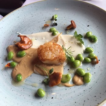Eden - Scallops with chanterelle, fava beans, cauliflower puree. Great dish (5 stars) - French Near Me - Banff, Alberta Eden - Scallops with chanterelle, fava beans, cauliflower puree. Great dish (5 stars) - French Near Me - Banff, Alberta