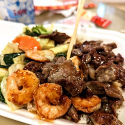 Suki Hana - Beef and shrimp with rice and veggies 2/10/23