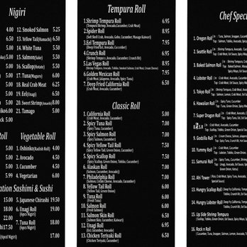 Sushi & Bento - Menu - May 2019 - Sushi Bars Near Me - Phoenix, Oregon