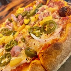 Five Boroughs Pizza Tavern - My made up #hawaiianpizza from @5bpizzatavern ; pineapple, ham, red onion, jalapeño