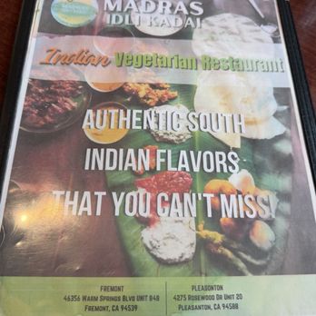 Madras Idli Kadai - Menu front - Indian Near Me - Fremont, California Madras Idli Kadai - Menu front - Indian Near Me - Fremont, California