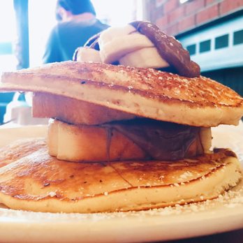 Sky Blue Cafe - side view of the nutella and banana stuffed french toast pancakes. incredible tbh - Coffee & Tea Near Me - Nashville, Tennessee Sky Blue Cafe - side view of the nutella and banana stuffed french toast pancakes. incredible tbh - Coffee & Tea Near Me - Nashville, Tennessee