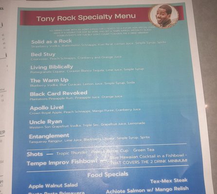 Menu photo 8 Tempe Improv Tempe, AZ