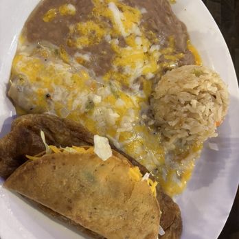 Goyitas - Small combination plate!!   Chicken taco, green enchilada and chile relleno.  So good!! - Mexican Near Me - Sahuarita, Arizona