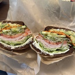 Veggie delight on squaw, minute egg, add turkey.