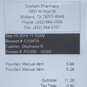 Graham Pharmacy - Bill - Pharmacy Near Me - Midland, Texas