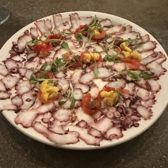 Workshop Kitchen & Bar - Octopus carpaccio - New American Near Me - Palm Springs, California Workshop Kitchen & Bar - Octopus carpaccio - New American Near Me - Palm Springs, California