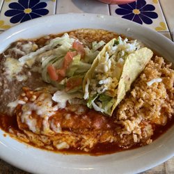 Ay Caramba Restaurant - Mexican Plate: Taco, Chili Rellano, Cheese Enchilada.