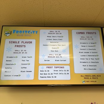 Frostcity - Menu - Shaved Ice Near Me - Aiea, Hawaii