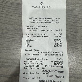 Paolo Fontanot Bakery - Receipt - Bakeries Near Me - Miami, Florida Paolo Fontanot Bakery - Receipt - Bakeries Near Me - Miami, Florida