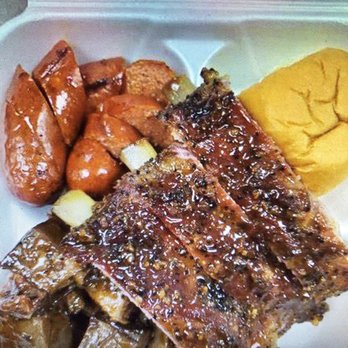 MEGA Texas Barbeque - Hot link. Ribs, Burnt ends, sweet roll - Caterers Near Me - Fresno, California