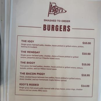 Iggys Burger - Menu Page 1 - Burgers Near Me - San Francisco, California