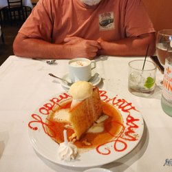 SP Brazilian Steakhouse - Fireball cheesecake they light a glass of Brandy on fire and pour it over & sprinkle cinnamon causing sparks it's amazing to see.