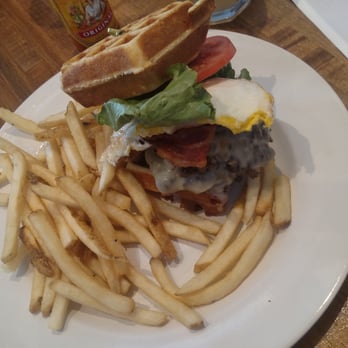 Iron Rooster - Waffle Burger. Add Bacon. Add egg. Mmmm! - American Near Me - Baltimore, Maryland
