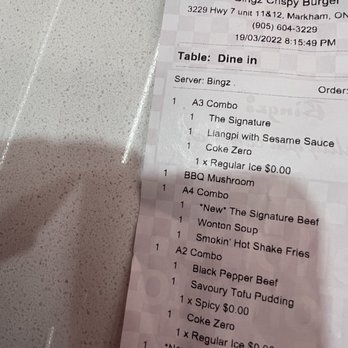 Bingz Crispy Burger - Our orders weren't label when given!! - Burgers Near Me - Markham, Ontario Bingz Crispy Burger - Our orders weren't label when given!! - Burgers Near Me - Markham, Ontario