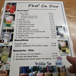 Pho Ca Dao - Menu page 2