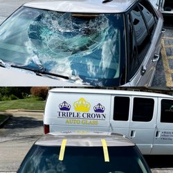 Triple Crown Auto Glass - Before and after from a collision with a deer.
