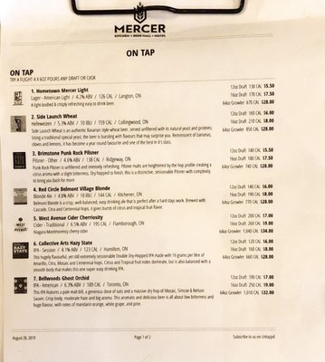 Menu photo 6 Mercer Hall Stratford, ON