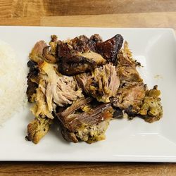 La Casita de Manta - White rice pulled pork and beans / very delicious