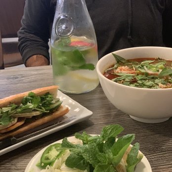 Pho Old Saigon - Bun Bo Hue w/ herbs & veggies, banh mi, complimentary fruit-infused water. - Vietnamese Near Me - Honolulu, Hawaii Pho Old Saigon - Bun Bo Hue w/ herbs & veggies, banh mi, complimentary fruit-infused water. - Vietnamese Near Me - Honolulu, Hawaii