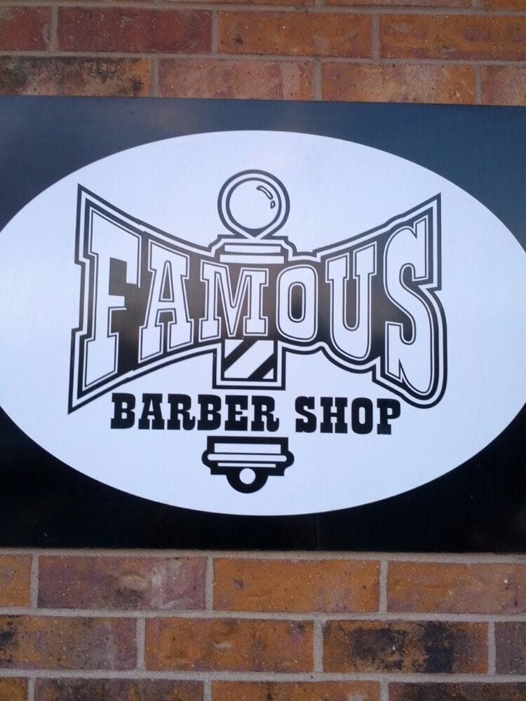 Famous Barber Shop Platte Woods Logo