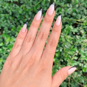 Tips & Toes - Black frenchies by Annette - Nail Salons Near Me - Westminster, California