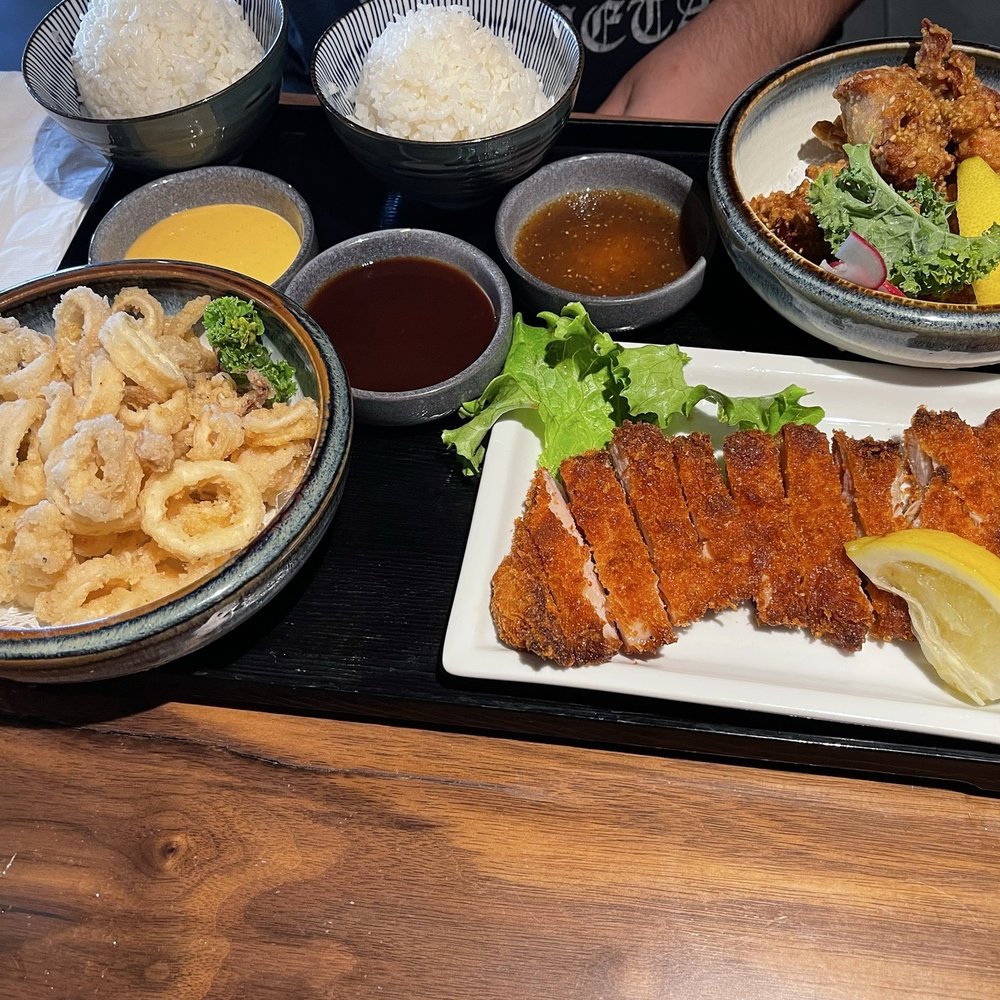 Sushi Kyo - 3 item bento: Calamari Tempura, Sesame Chicken, and chicken cutlet - decent - Japanese Near Me - Monrovia, California Sushi Kyo - 3 item bento: Calamari Tempura, Sesame Chicken, and chicken cutlet - decent - Japanese Near Me - Monrovia, California