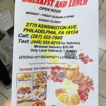New Cambria Breakfast Restaurant - Menu - Breakfast & Brunch Near Me - Philadelphia, Pennsylvania New Cambria Breakfast Restaurant - Menu - Breakfast & Brunch Near Me - Philadelphia, Pennsylvania