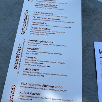 Sunday - Menu - Breakfast & Brunch Near Me - St Augustine, Florida