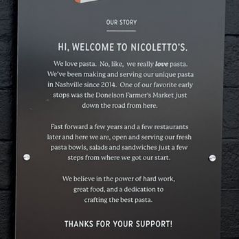 Nicoletto's Pasta - Menu - Italian Near Me - Nashville, Tennessee