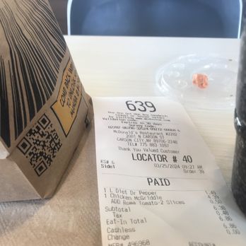 McDonald's - If I pay eat in tax and choose to eat here why is it delivered in a bag and I have to make my own drink? - Fast Food Near Me - Carson City, Nevada McDonald's - If I pay eat in tax and choose to eat here why is it delivered in a bag and I have to make my own drink? - Fast Food Near Me - Carson City, Nevada