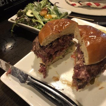 Local Restaurant & Bar - Extra rare Bison burger.... With jalapeño pepper added.  Loved it !! - New American Near Me - Jackson, Wyoming