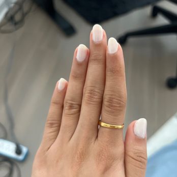 Cocoon Day Spa San Francisco - Soma - Nude + white nail polish after manicure - Massage Near Me - San Francisco, California Cocoon Day Spa San Francisco - Soma - Nude + white nail polish after manicure - Massage Near Me - San Francisco, California