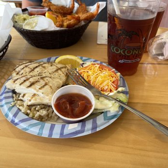 Coconuts Fish Cafe - Mahi Mahi grilled with butter, salt, & pepper over brown rice - Seafood Near Me - Kihei, Hawaii