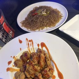 Jap chae and popcorn chicken Jap chae and popcorn chicken