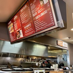 Habit Burger & Grill - Inside: looking up at the menu board while I await for app order for pickup