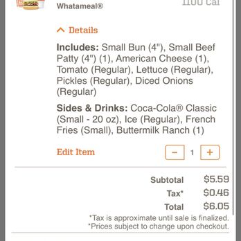 Whataburger - This is what I should have been charged. - Burgers Near Me - Austin, Texas