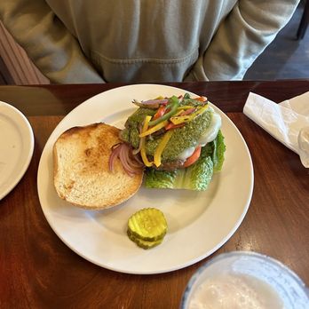 1285 Restobar - Pesto burger. Tasty, but too wet with pesto - Italian Near Me - Florence, Oregon 1285 Restobar - Pesto burger. Tasty, but too wet with pesto - Italian Near Me - Florence, Oregon