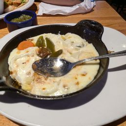 Queso fondito with chorizo and jalapenos