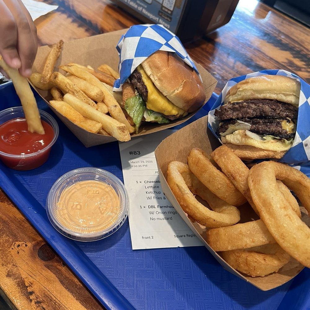 Farmer's Table - D DBL Farmhouse, Cheeseburger, Reg Farm Fries, and Onion Rings - American Near Me - Newport News, Virginia Farmer's Table - D DBL Farmhouse, Cheeseburger, Reg Farm Fries, and Onion Rings - American Near Me - Newport News, Virginia